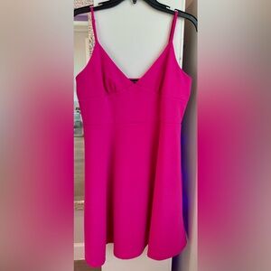 Vibrant Pink Spaghetti Strap Mini Dress